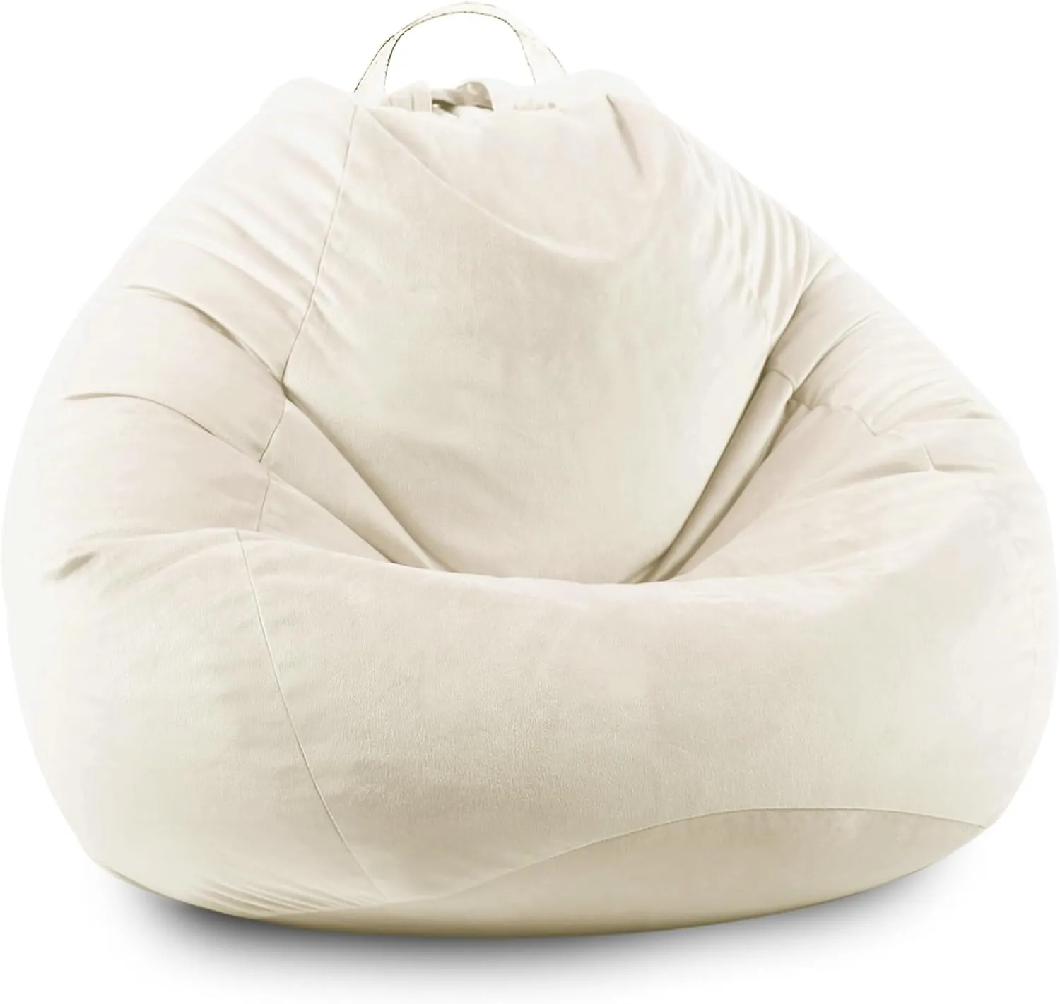 LPMOERA Stuffed Animal Storage Bean Bag Chair Cover (No Filler) Zipper Soft Fuzzy Fluffy Stuffable Bean Bag Cover for Organizing Children Plush Toys or Memory Cream White Large