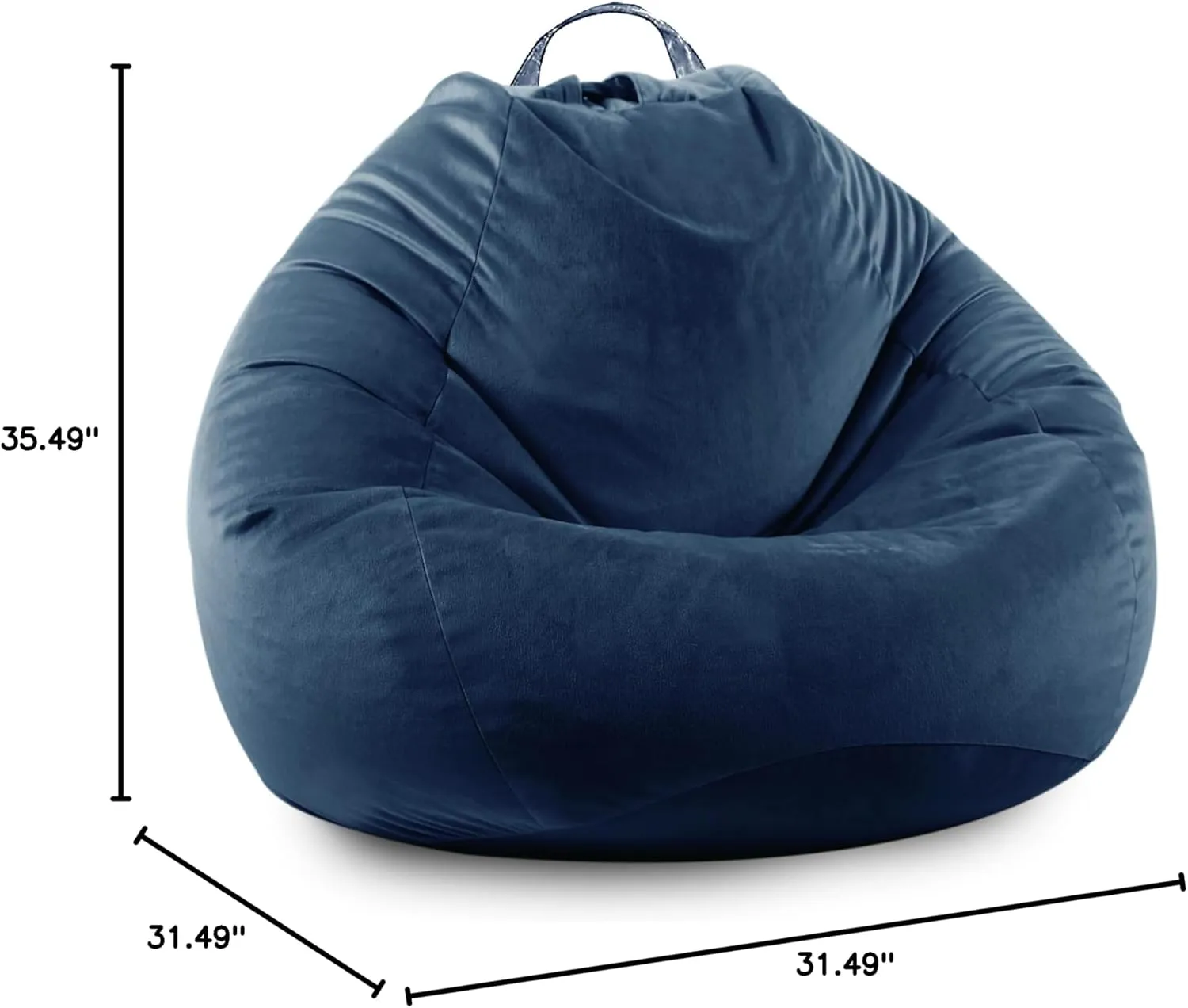 LPMOERA Stuffed Animal Storage Bean Bag Chair Cover (No Filler) Zipper Soft Fuzzy Fluffy Stuffable Bean Bag Cover for Organizing Children Plush Toys or Memory Dark Blue Large