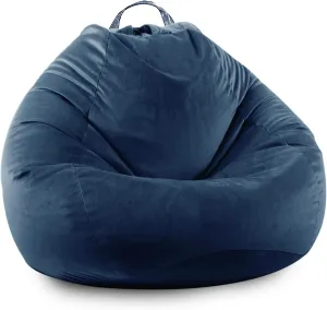 LPMOERA Stuffed Animal Storage Bean Bag Chair Cover (No Filler) Zipper Soft Fuzzy Fluffy Stuffable Bean Bag Cover for Organizing Children Plush Toys or Memory Dark Blue Large