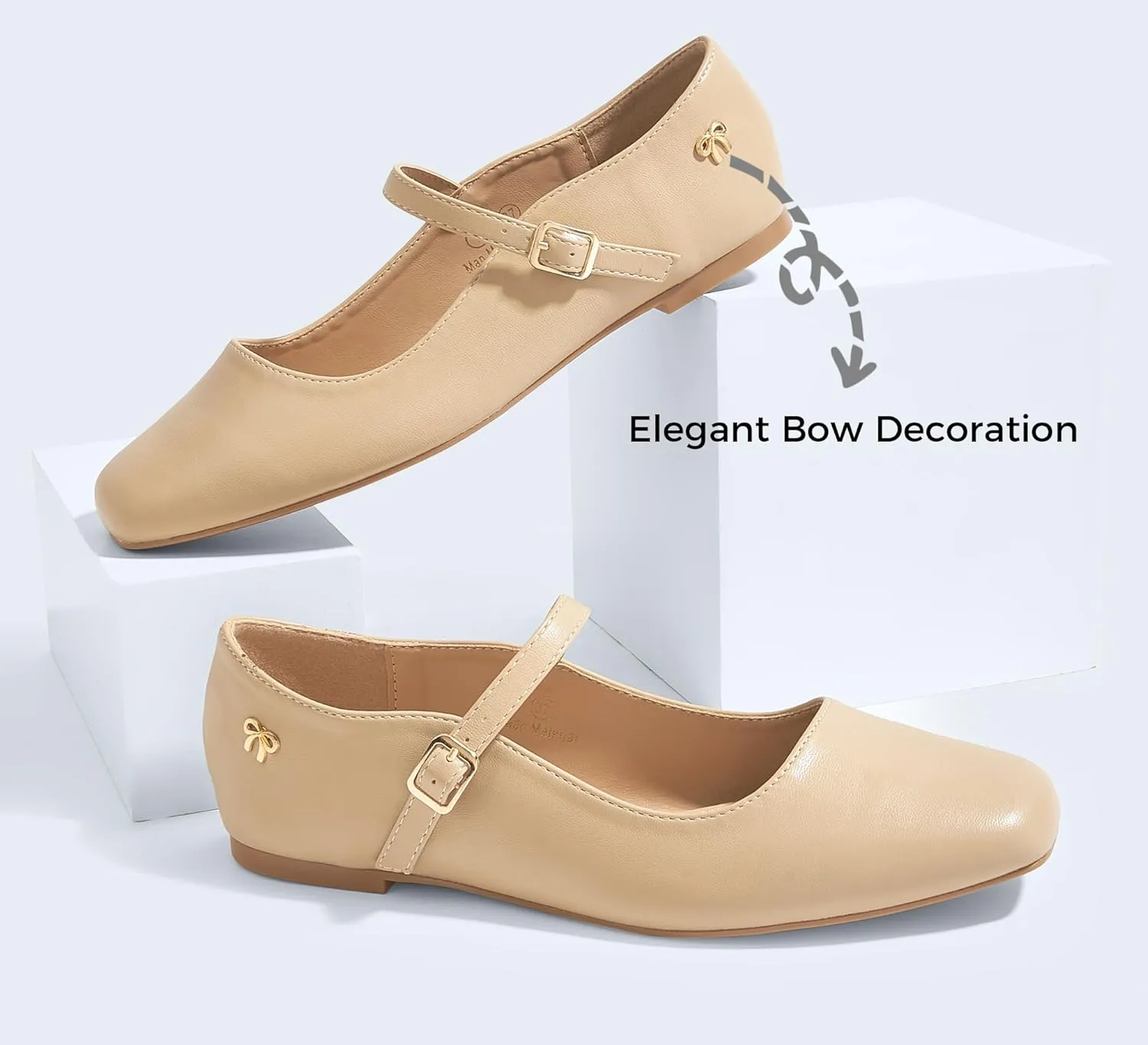 LUCKY STEP Women's Mary Jane Flat Shoes Comfortable Dress Shoes Ankle Strap Round Toe Retro Faux Leather Slip On Flats