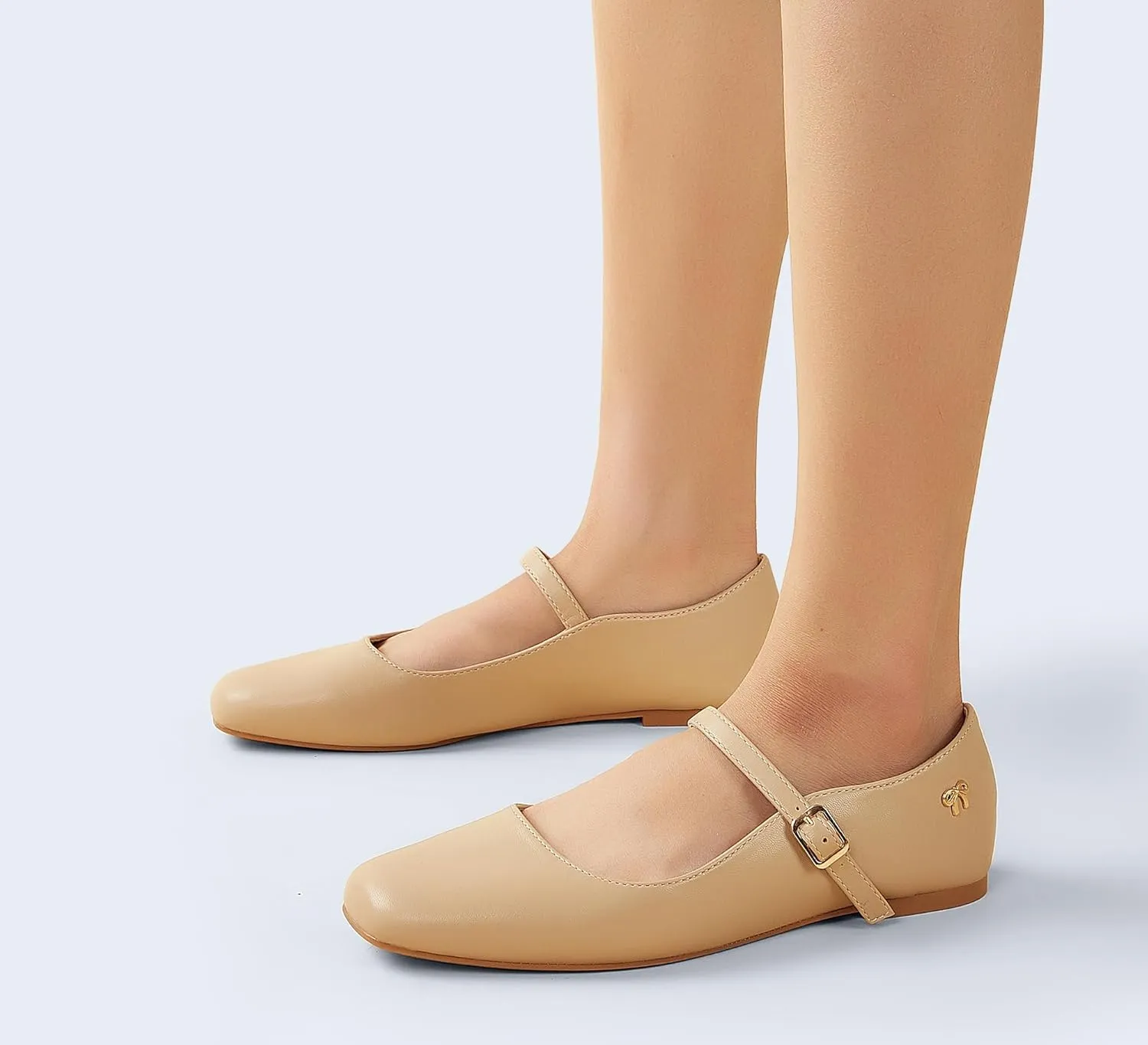 LUCKY STEP Women's Mary Jane Flat Shoes Comfortable Dress Shoes Ankle Strap Round Toe Retro Faux Leather Slip On Flats