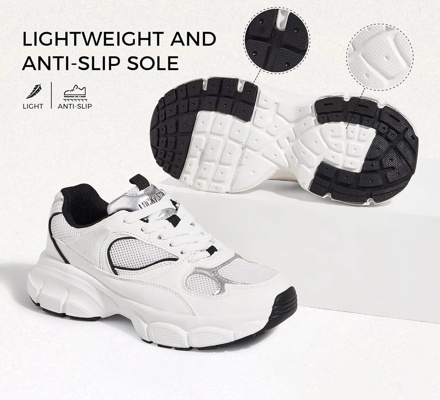 LUCKY STEP Women's Running Shoe Platform Chunky Walking Sneakers Breathable Mesh Comfy Lightweight Fashion Casual Tennis Dad Shoes