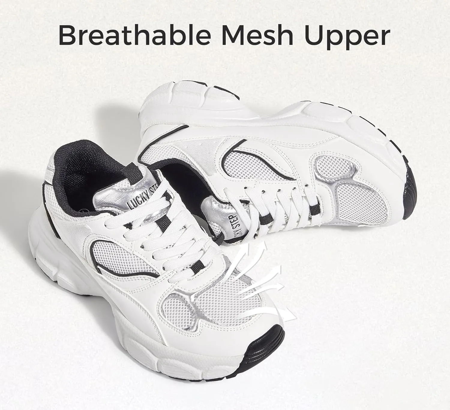 LUCKY STEP Women's Running Shoe Platform Chunky Walking Sneakers Breathable Mesh Comfy Lightweight Fashion Casual Tennis Dad Shoes