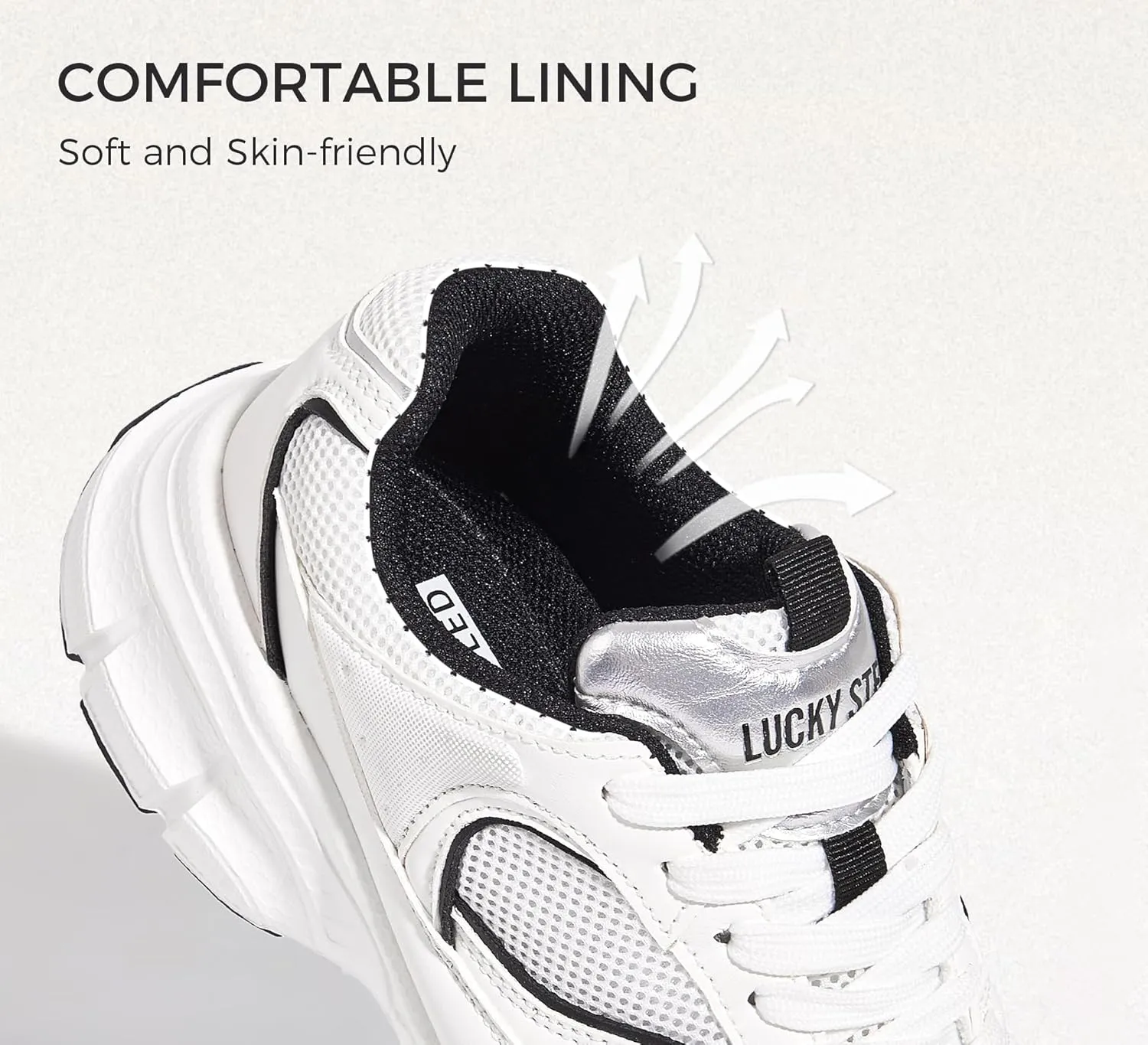 LUCKY STEP Women's Running Shoe Platform Chunky Walking Sneakers Breathable Mesh Comfy Lightweight Fashion Casual Tennis Dad Shoes