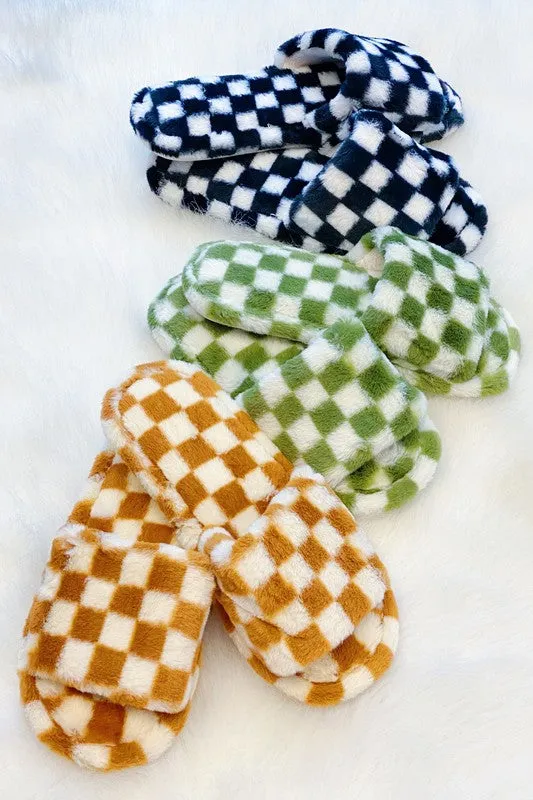 Luxe Lounge Checker Cozy Slippers-Drop Ship