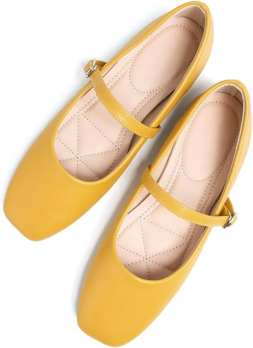 LUXINYU Women's Slip on Flats,Classy Round Toe Solid Classic Mary Jane Ballet Dance Shoes Soft Comfortable PU Flat Shoes
