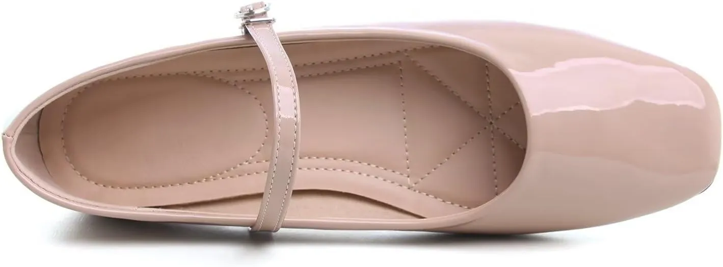 LUXINYU Women's Slip on Flats,Classy Round Toe Solid Classic Mary Jane Ballet Dance Shoes Soft Comfortable PU Flat Shoes