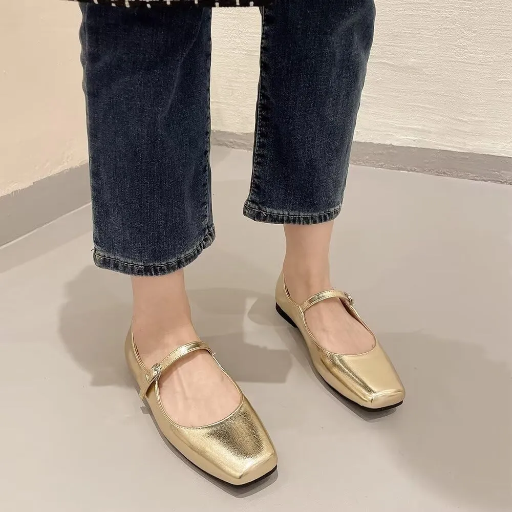 LUXINYU Women's Slip on Flats,Classy Round Toe Solid Classic Mary Jane Ballet Dance Shoes Soft Comfortable PU Flat Shoes