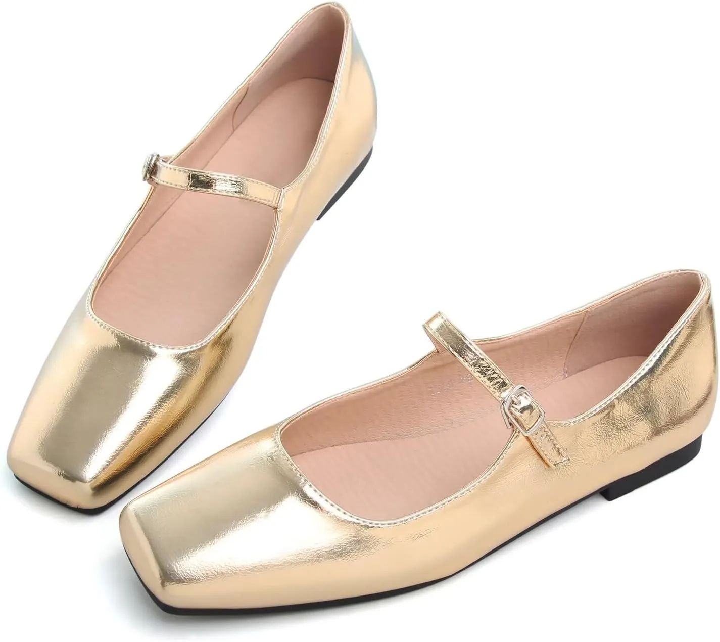 LUXINYU Women's Slip on Flats,Classy Round Toe Solid Classic Mary Jane Ballet Dance Shoes Soft Comfortable PU Flat Shoes
