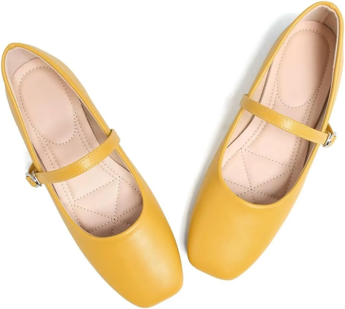 LUXINYU Women's Slip on Flats,Classy Round Toe Solid Classic Mary Jane Ballet Dance Shoes Soft Comfortable PU Flat Shoes