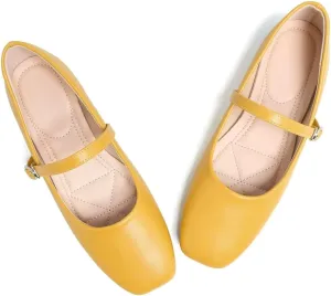 LUXINYU Women's Slip on Flats,Classy Round Toe Solid Classic Mary Jane Ballet Dance Shoes Soft Comfortable PU Flat Shoes