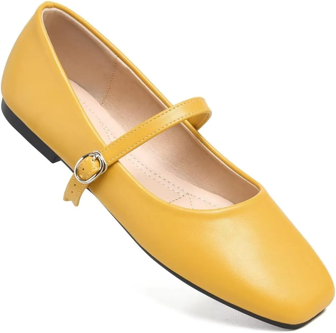 LUXINYU Women's Slip on Flats,Classy Round Toe Solid Classic Mary Jane Ballet Dance Shoes Soft Comfortable PU Flat Shoes