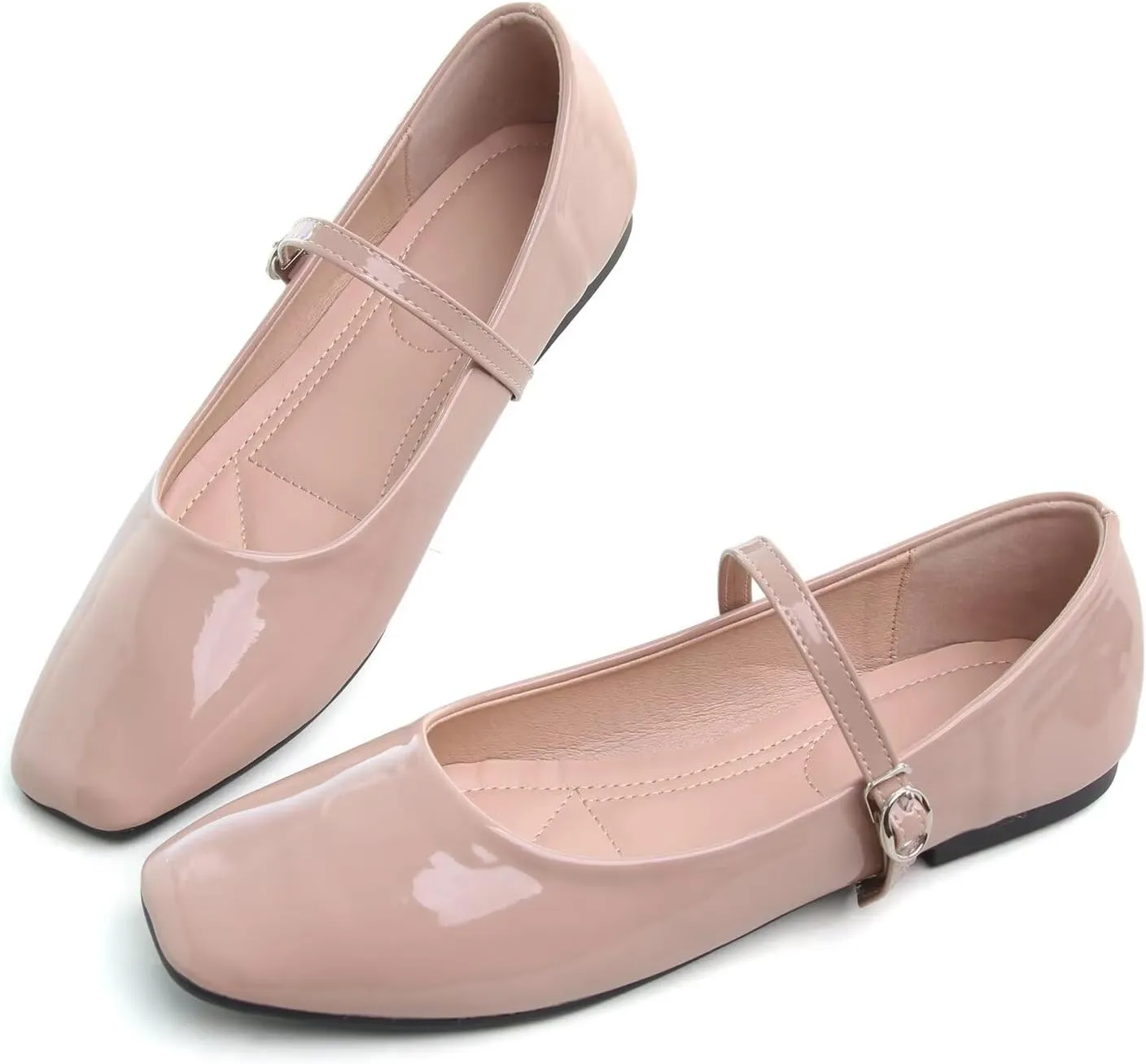 LUXINYU Women's Slip on Flats,Classy Round Toe Solid Classic Mary Jane Ballet Dance Shoes Soft Comfortable PU Flat Shoes