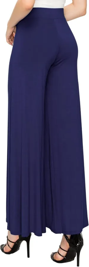 Made By Johnny Women's Solid Casual Comfy Stretchy Wide Leg Palazzo Lounge Pants