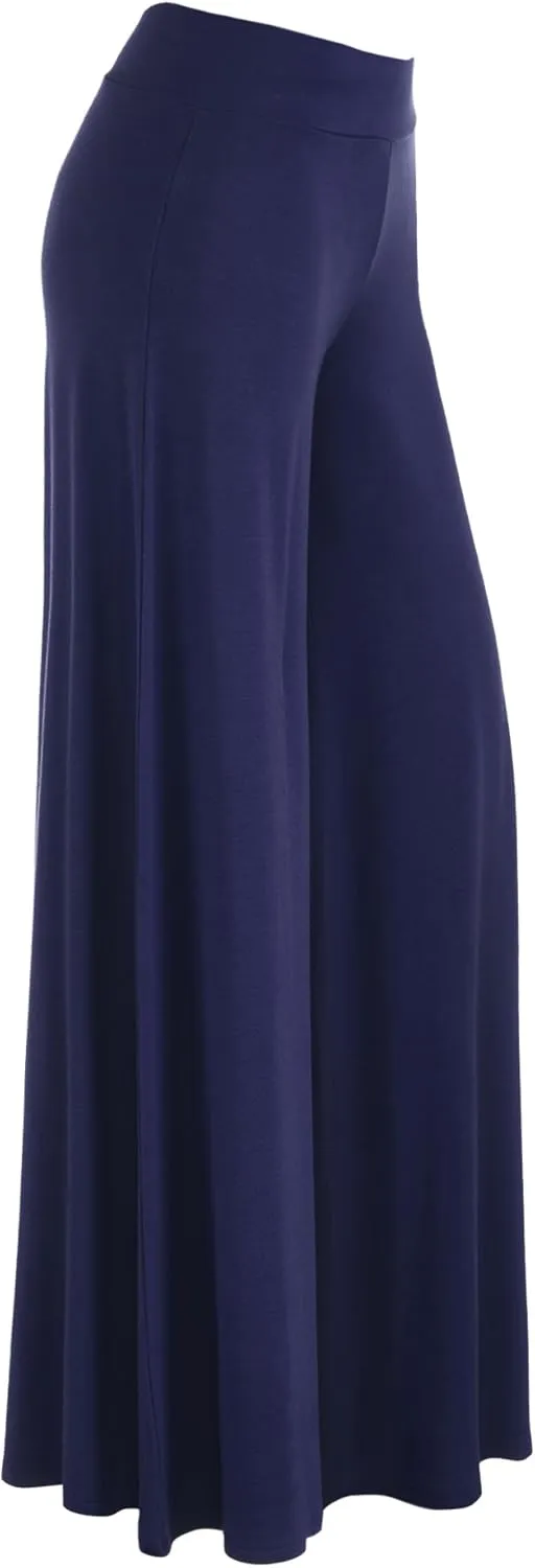 Made By Johnny Women's Solid Casual Comfy Stretchy Wide Leg Palazzo Lounge Pants