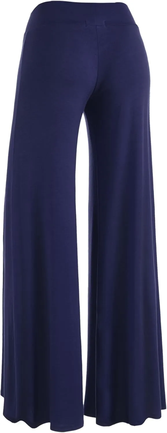 Made By Johnny Women's Solid Casual Comfy Stretchy Wide Leg Palazzo Lounge Pants