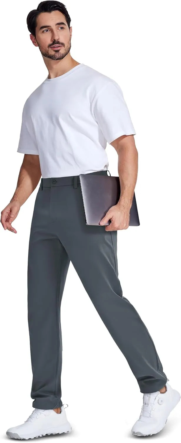 MAGCOMSEN Men's Golf Pants Classic Fit - 30"/32"/34" Stretch Water Resistant Quick Dry Flat Front Dress Pants with 5 Pockets