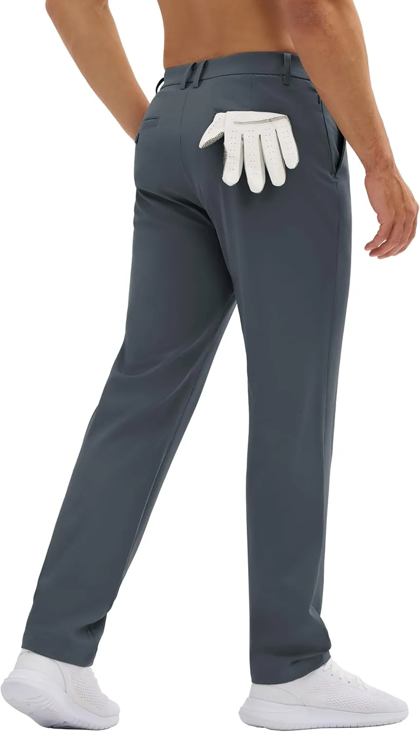 MAGCOMSEN Men's Golf Pants Classic Fit - 30"/32"/34" Stretch Water Resistant Quick Dry Flat Front Dress Pants with 5 Pockets
