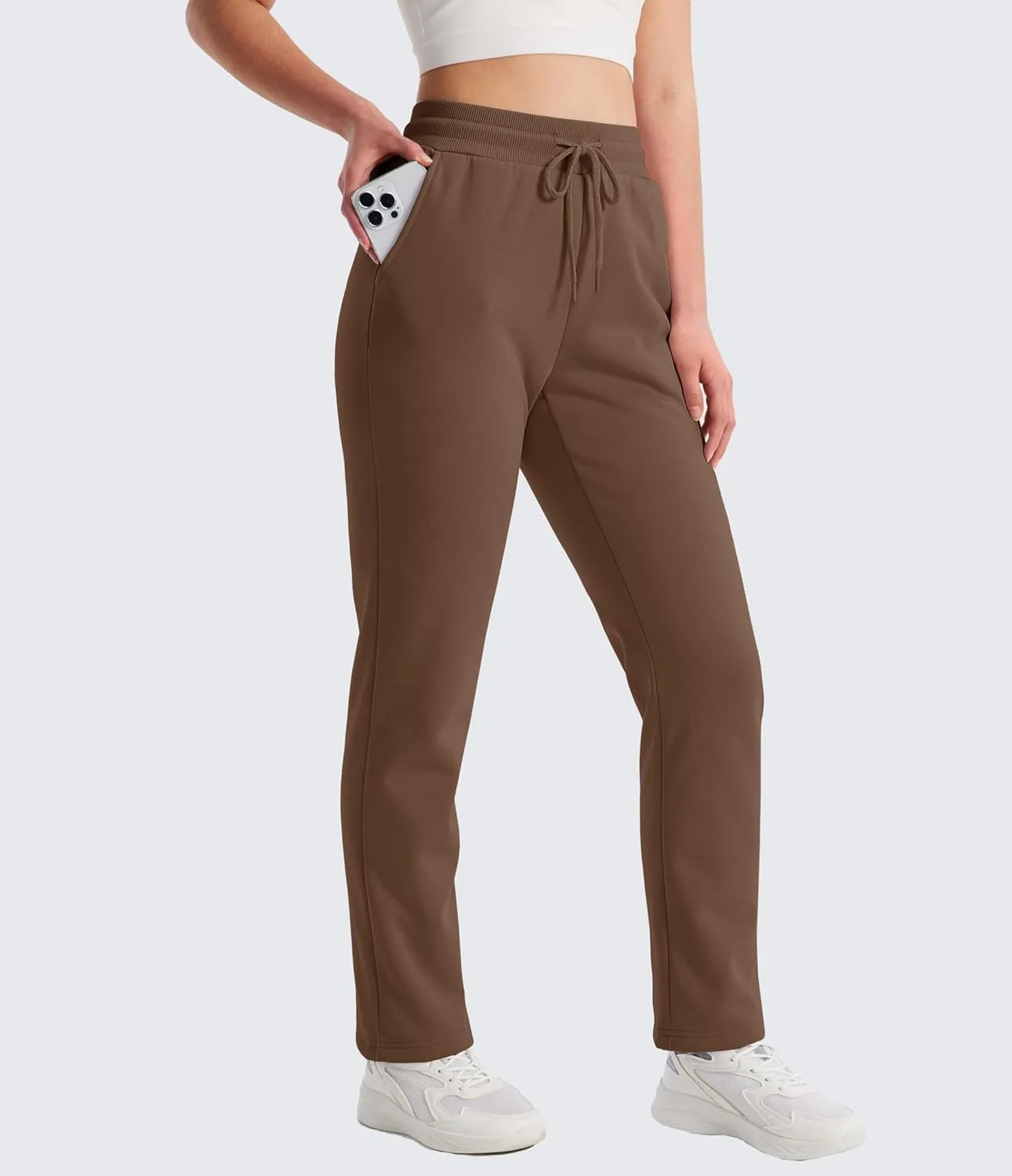 MAGCOMSEN Women's Sherpa Lined Sweatpants Winter Warm Fleece Pants Water Resistant Thermal Pants for Lounge Outdoor Snow