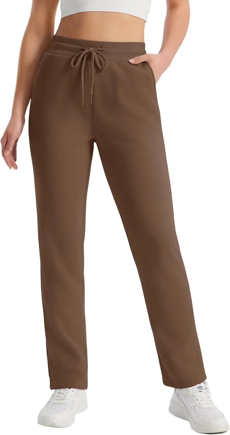 MAGCOMSEN Women's Sherpa Lined Sweatpants Winter Warm Fleece Pants Water Resistant Thermal Pants for Lounge Outdoor Snow