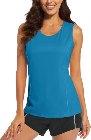 MAGCOMSEN Women's Sleeveless Workout Shirts UPF 80  Dry Fit Running Wicking Tank Tops Athletic Gym Summer
