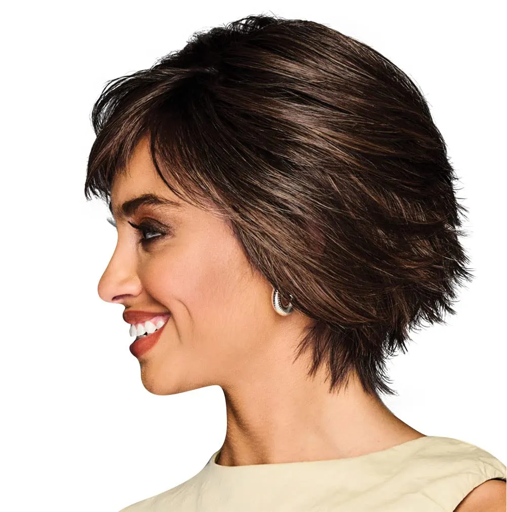 MAKE A STATEMENT Layered Modern Chin-Length Bob Wig, Designer Series by Hairuwear, Average Cap Size, GF12-22SS Cappuccino