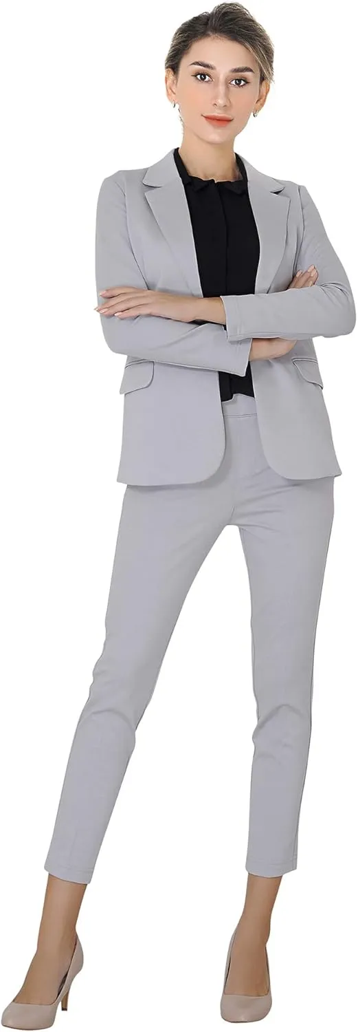 Marycrafts Women's Business Blazer Pant Suit Set for Work