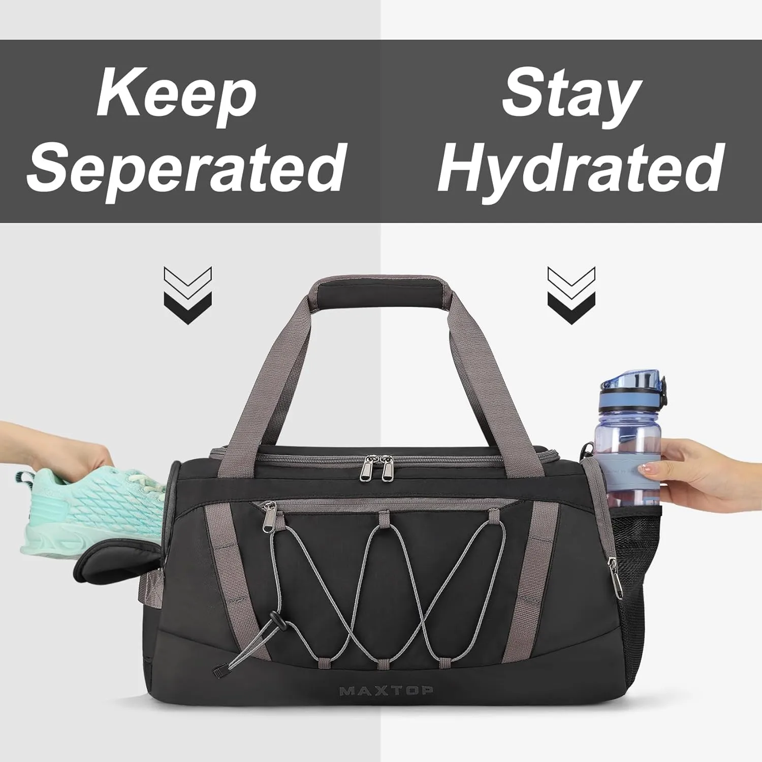 MAXTOP Travel Duffle Bag for Women Carry On Tote Weekender Overnight Bag Large Capacity Duffel Bag With Shoe Compartment,Gym Tote Bag with Dry and Wet Separation