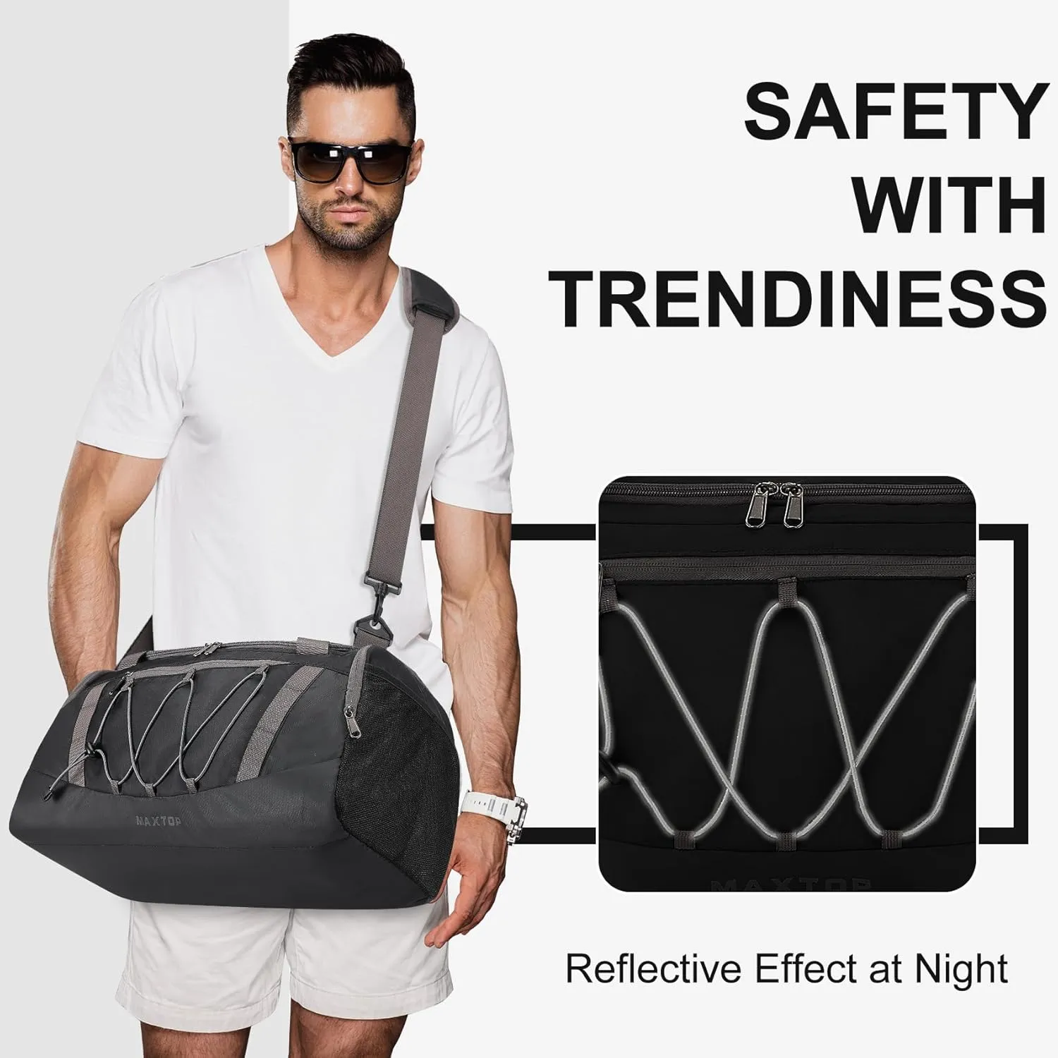 MAXTOP Travel Duffle Bag for Women Carry On Tote Weekender Overnight Bag Large Capacity Duffel Bag With Shoe Compartment,Gym Tote Bag with Dry and Wet Separation