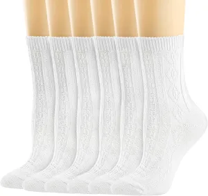 Mcool Mary Womens Crew Socks, Casual Knit Cotton Comfy Breathable Cool Dress Socks for Girls 6 Pack