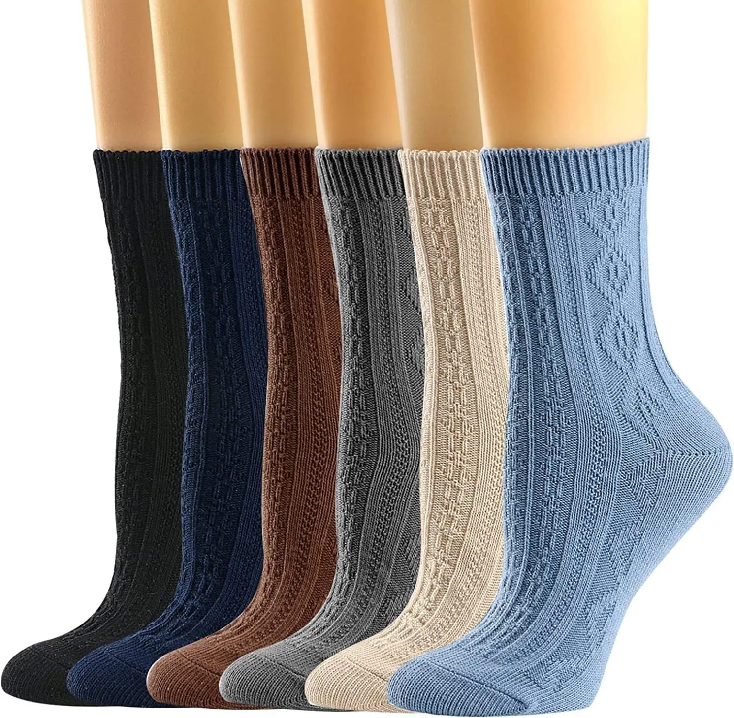 Mcool Mary Womens Crew Socks, Casual Knit Cotton Comfy Breathable Cool Dress Socks for Girls 6 Pack