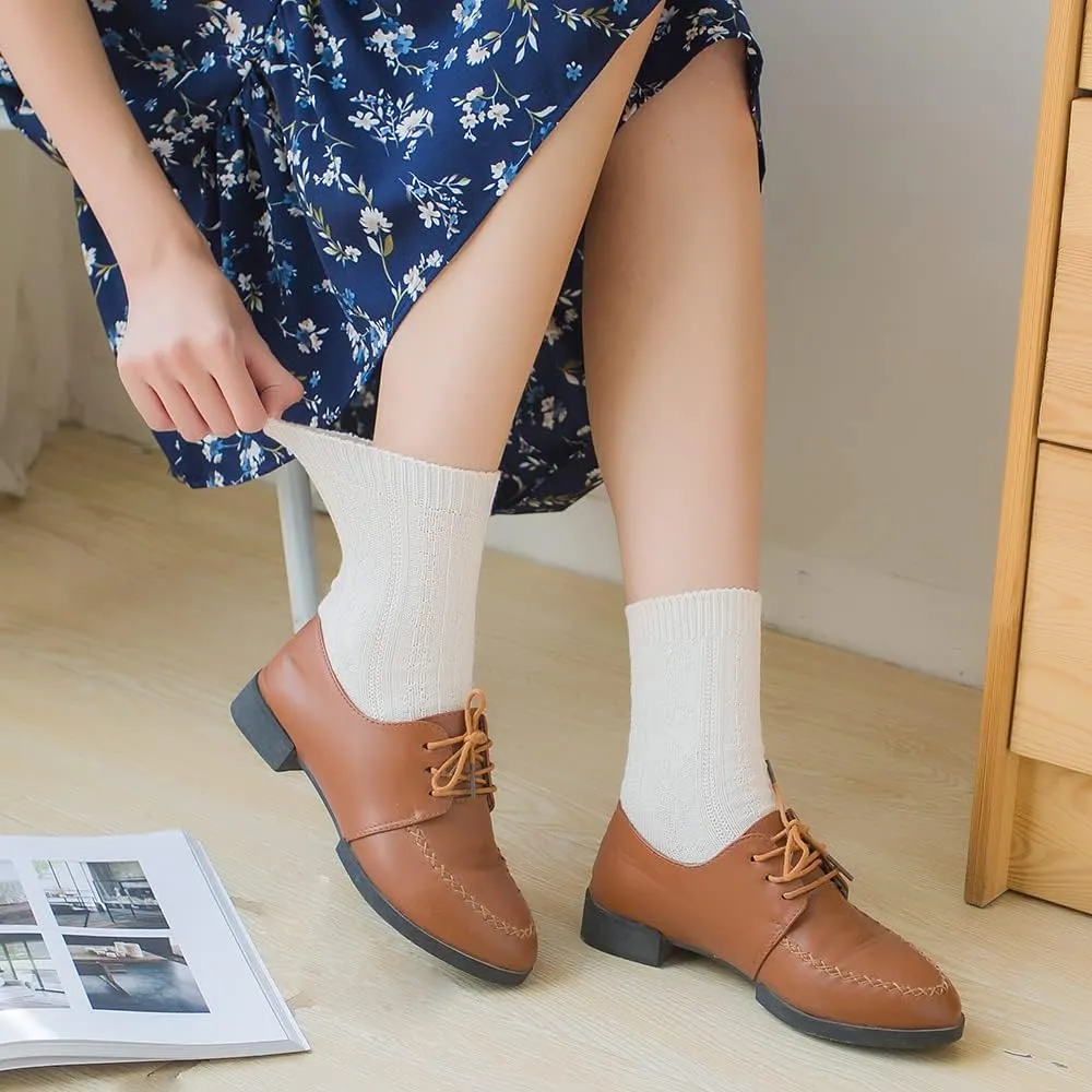 Mcool Mary Womens Crew Socks, Casual Knit Cotton Comfy Breathable Cool Dress Socks for Girls 6 Pack