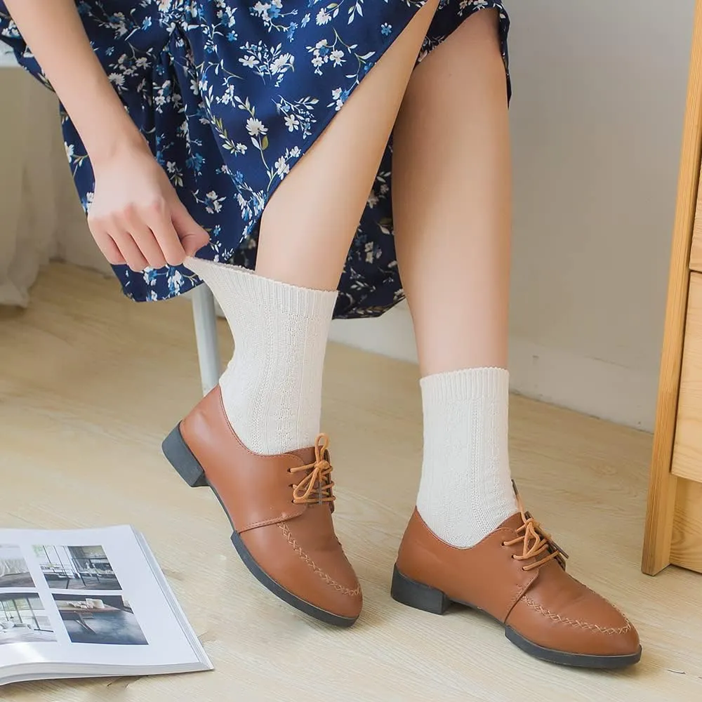 Mcool Mary Womens Crew Socks, Casual Knit Cotton Comfy Breathable Cool Dress Socks for Girls 6 Pack