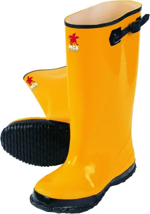 MCR Safety BYR1007 Waterproof Rubber Slush Boot with Cleated Outsole, Yellow, Size 7, 1-Pair