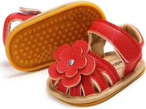 Meckior Baby Toddler Infant Girls PU Leather Soft Open Toe Summer Sandals Flower Princess Flat Shoes