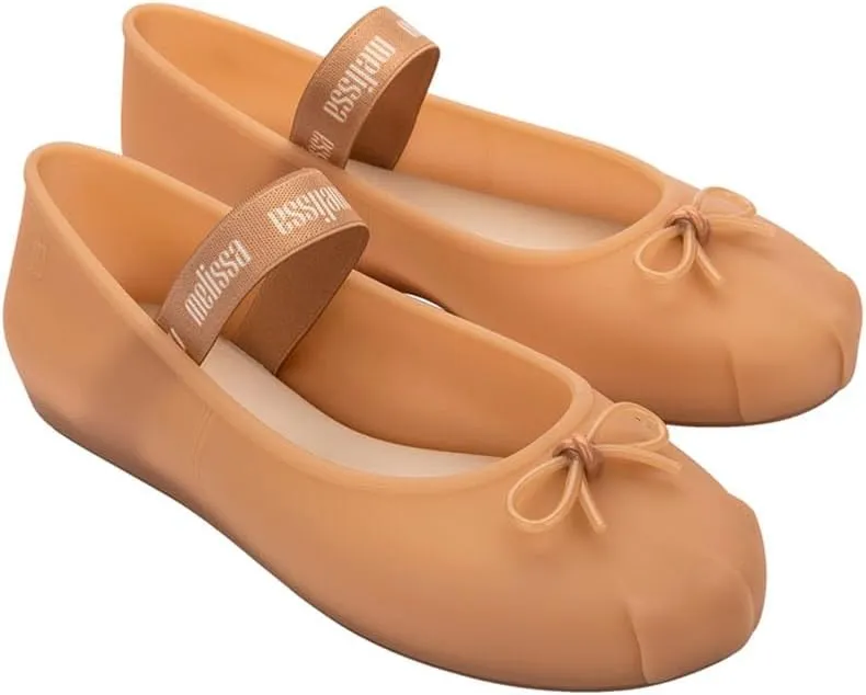 Melissa Sophie Jelly Flats for Women - Ballet Flats for Women Bow Applique & Strap, Slip-on Closed-Toe Women’s Jelly Shoes
