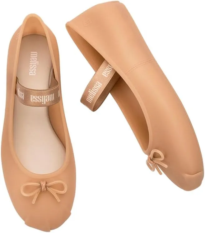 Melissa Sophie Jelly Flats for Women - Ballet Flats for Women Bow Applique & Strap, Slip-on Closed-Toe Women’s Jelly Shoes