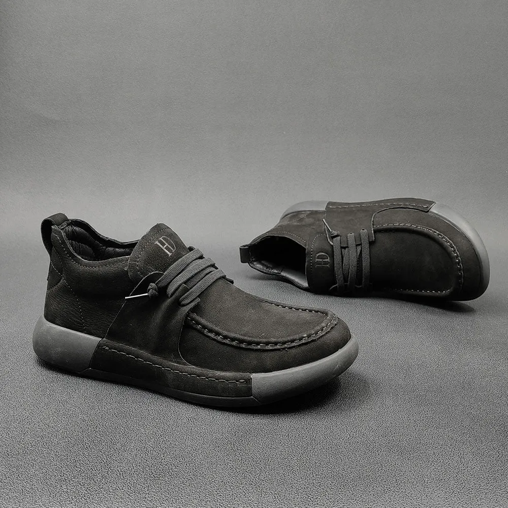 Men Minimalist Soft Leather Flat Casual Shoes