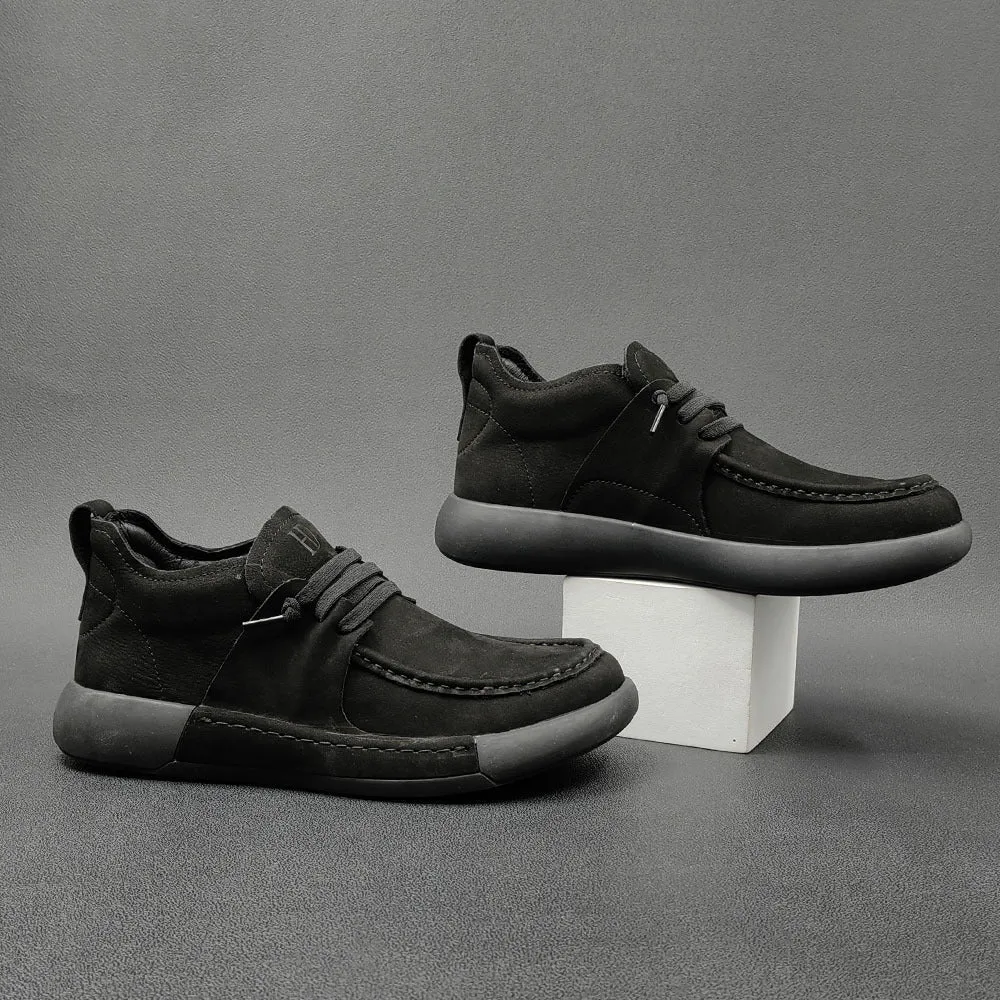 Men Minimalist Soft Leather Flat Casual Shoes