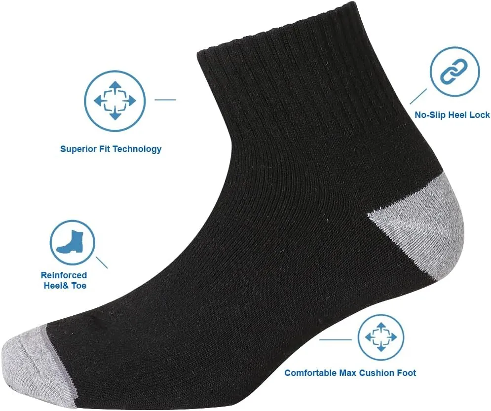Men’s 10Pack Athletic Socks,Comfy Cotton Full Cushion Casual Ankle Socks