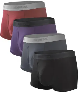 Men's Bamboo Underwear 4-Pack - Ultra Soft, Anti-Roll Waistband, Tagless Trunks