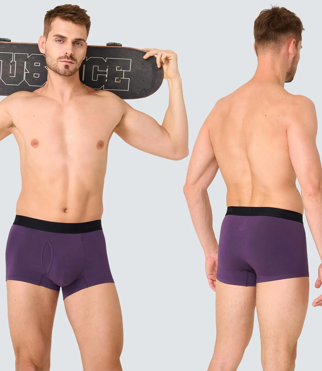 Men's Bamboo Underwear 4-Pack - Ultra Soft, Anti-Roll Waistband, Tagless Trunks