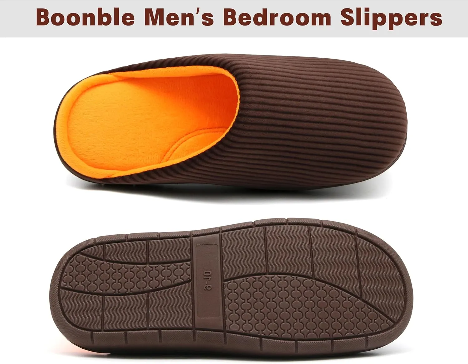 Men's Bedroom House Slippers, Comfy Two-Tone Clog Home Shoes for Men Indoor Outdoor Non-slip Sole, Cozy Mens Half Scuff Closed Toe for Winter
