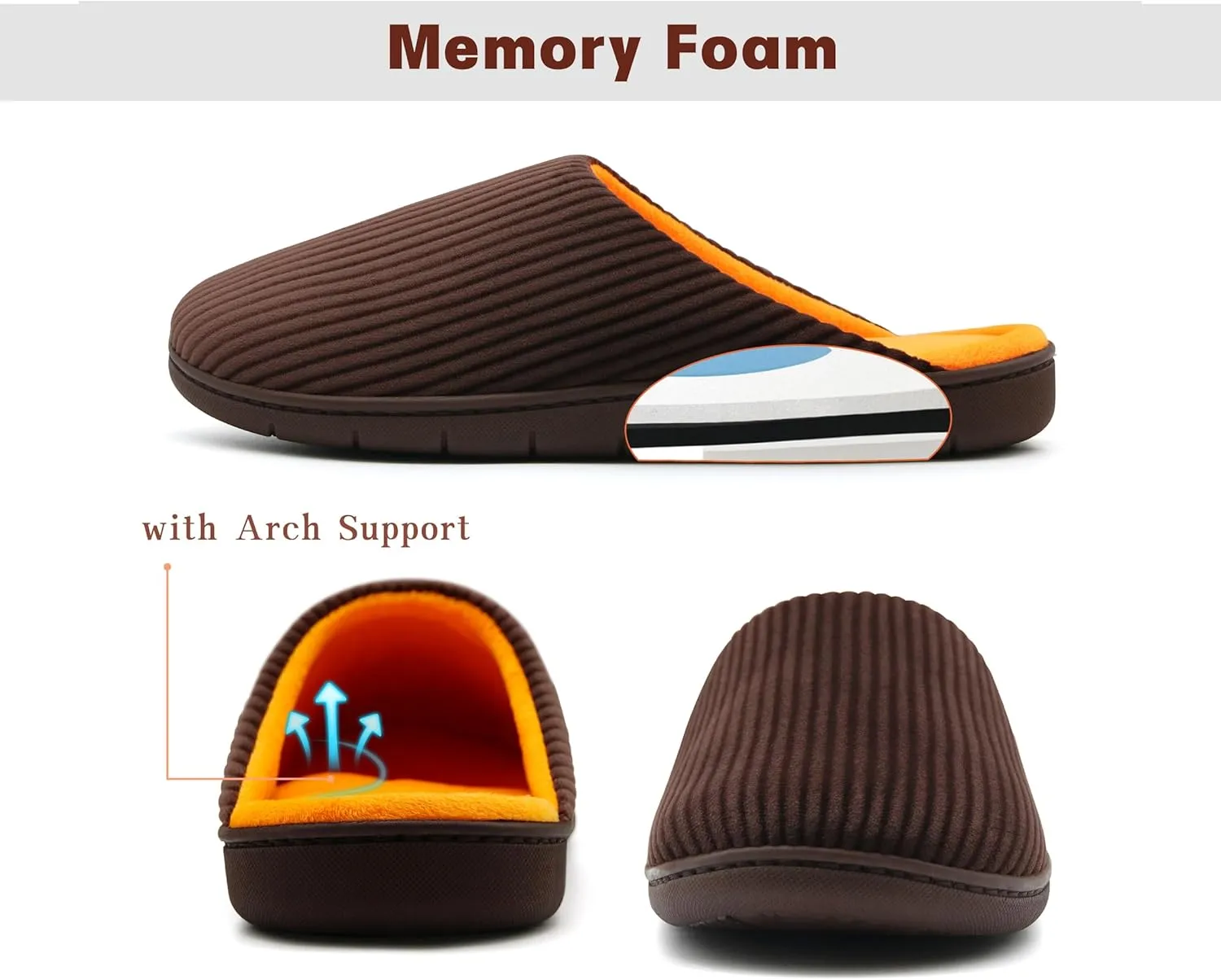 Men's Bedroom House Slippers, Comfy Two-Tone Clog Home Shoes for Men Indoor Outdoor Non-slip Sole, Cozy Mens Half Scuff Closed Toe for Winter