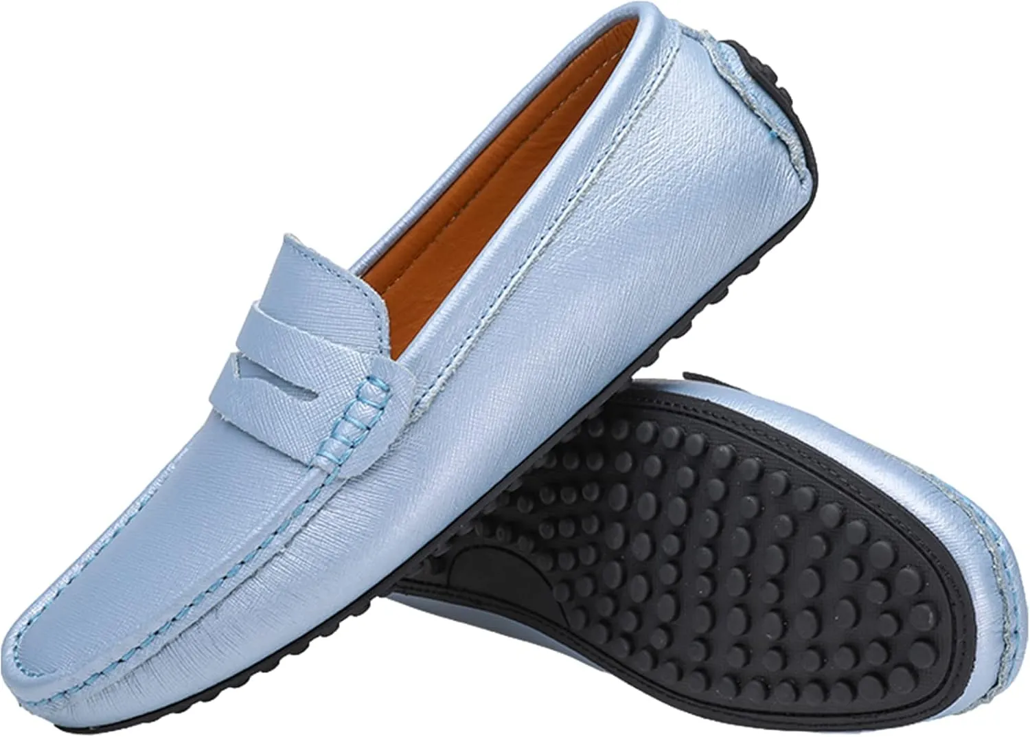Men's Classic Penny Loafers Flat Slip-On Soft Split Leather Moccasins Driving Shoes
