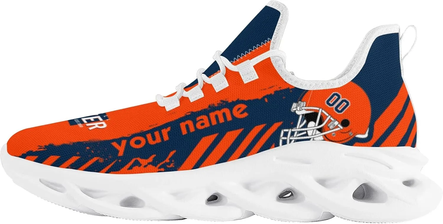 Men's Custom Football Flex Control Sneakers Personalized Breathable Fan Gift Name Number Workout Athletic Gym Slip-on Shoes