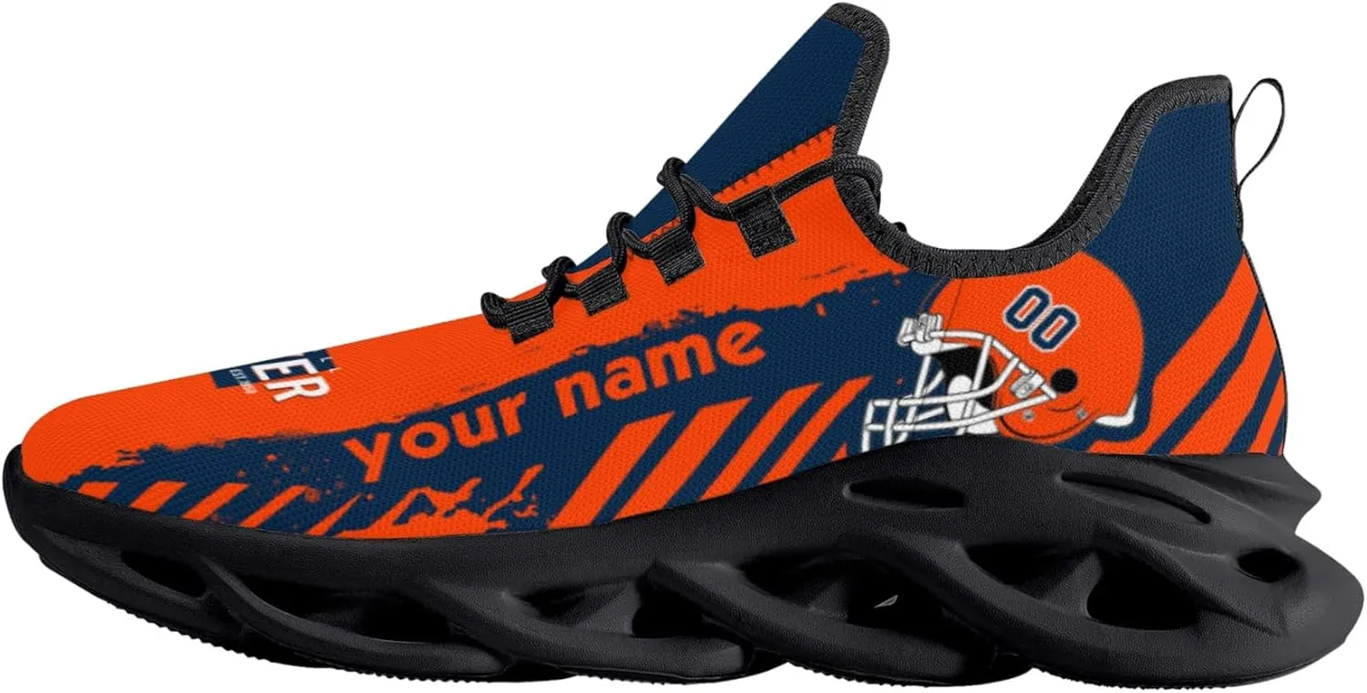 Men's Custom Football Flex Control Sneakers Personalized Breathable Fan Gift Name Number Workout Athletic Gym Slip-on Shoes