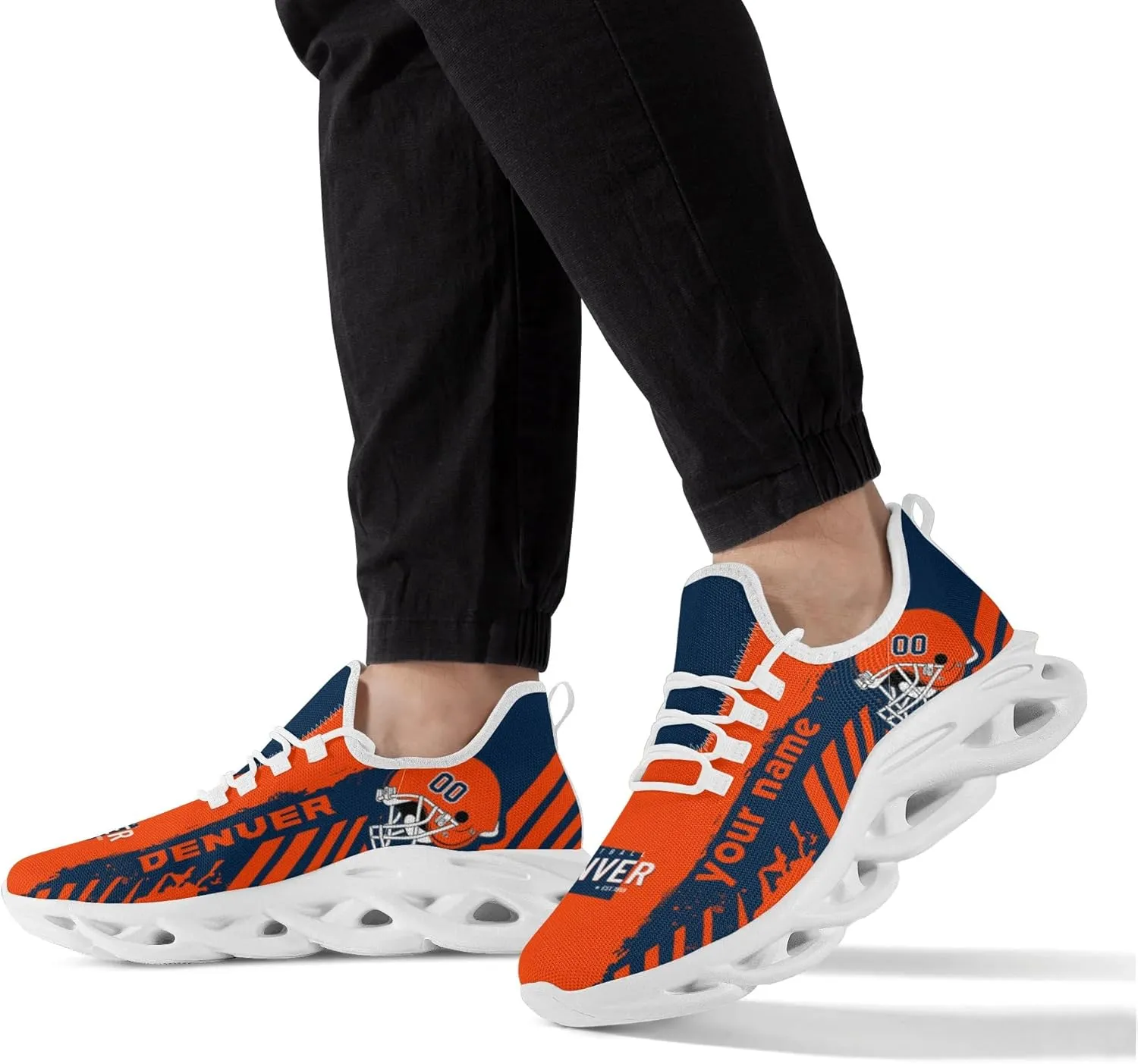 Men's Custom Football Flex Control Sneakers Personalized Breathable Fan Gift Name Number Workout Athletic Gym Slip-on Shoes