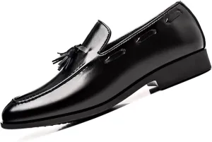 Men's Dress Loafers Oxfords Shoes Comfy Moccasin Slip-On Driving Flats with Tassels Formal Business Shoes