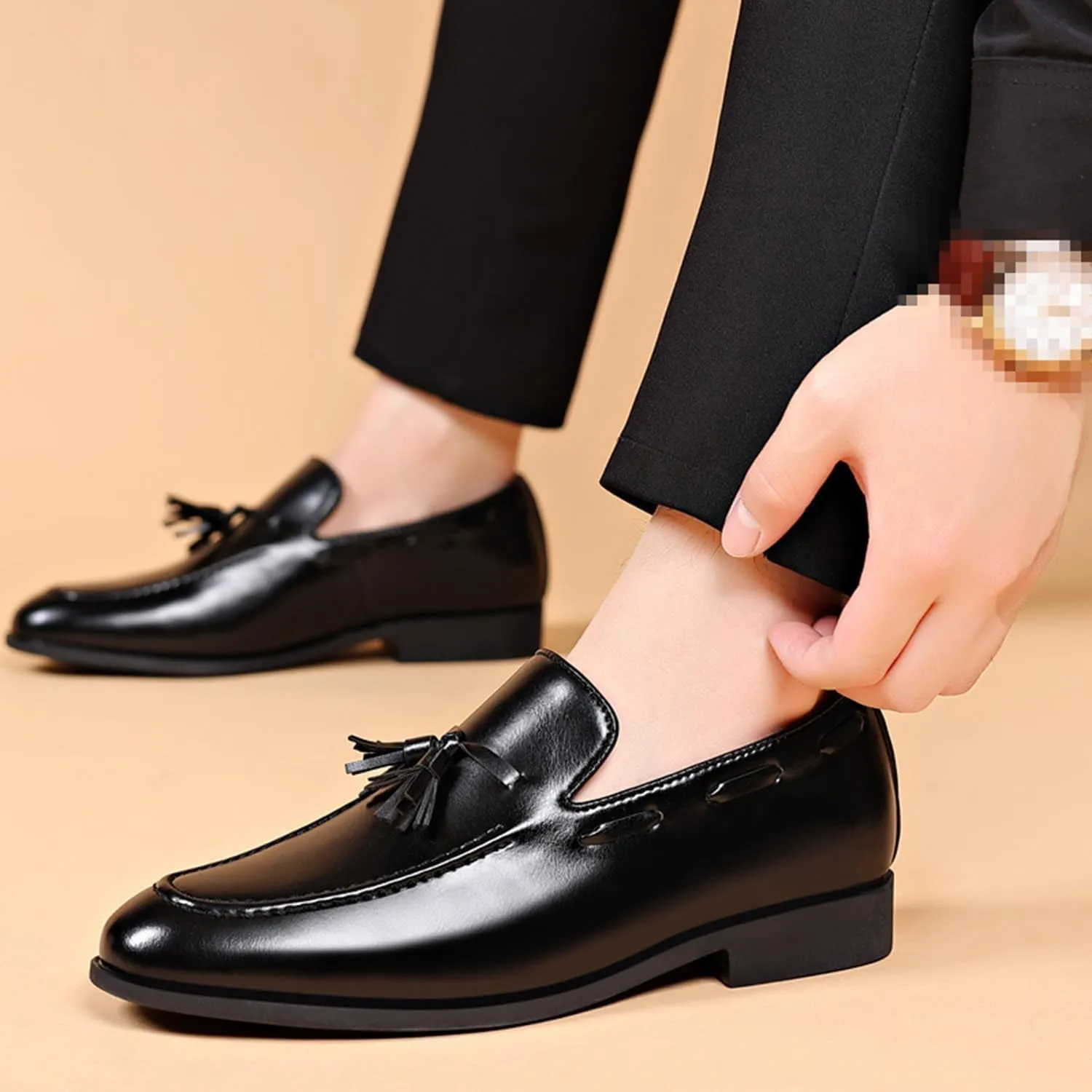 Men's Dress Loafers Oxfords Shoes Comfy Moccasin Slip-On Driving Flats with Tassels Formal Business Shoes